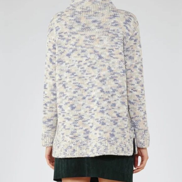 Reiss Textured Turtleneck Sweater - Blue and Cream - Picture 8 of 10